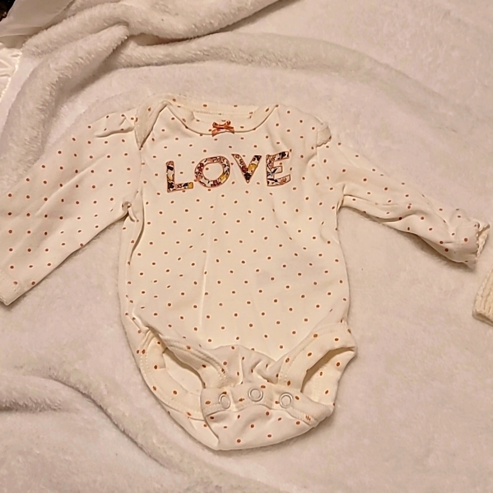 Carter's size newborn white long sleeve onesie